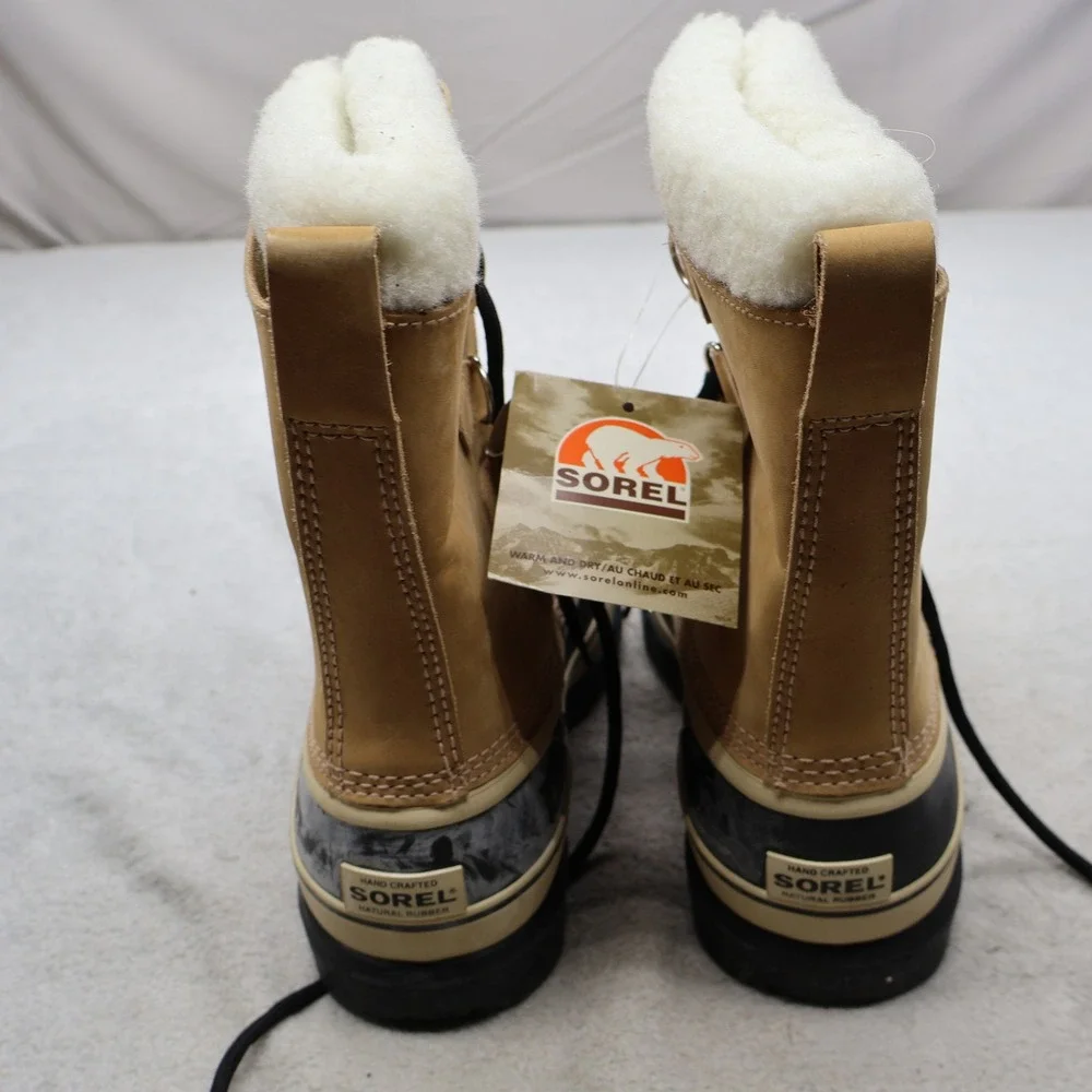 Sorel Mens 8 Snow Boots Beige Caribou II Leather Winter Waterproof NM1000-280